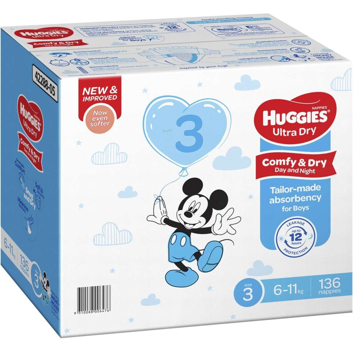 Huggies Ultra Dry Nappies Boys Size 3 (6 11kg) 136 Pack Woolworths