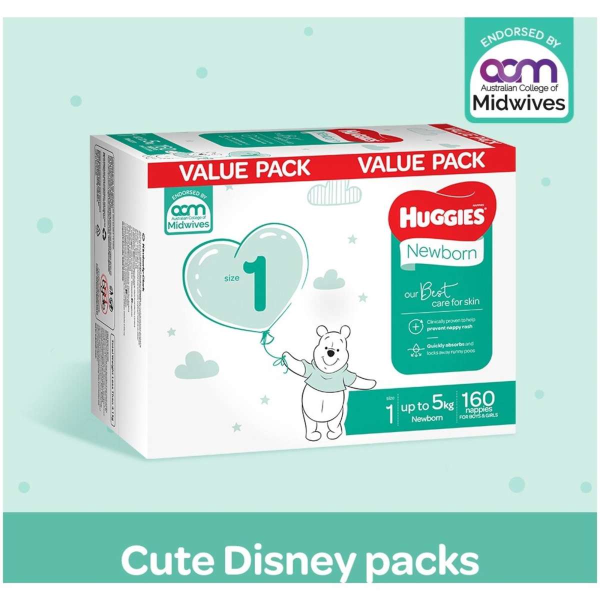 Huggies Ultimate Mega Nappies Size 1 Newborn (up to 5kg) 160 Pack