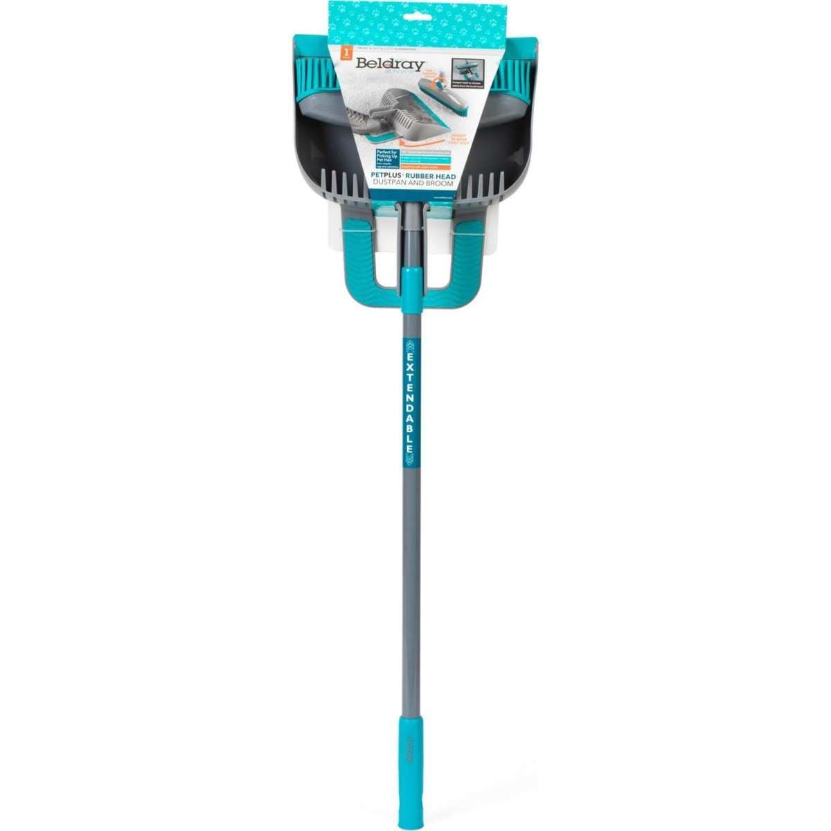 Beldray Pet Plus+ Rubber Dustpan with Broom Set, 180° Swivel Head