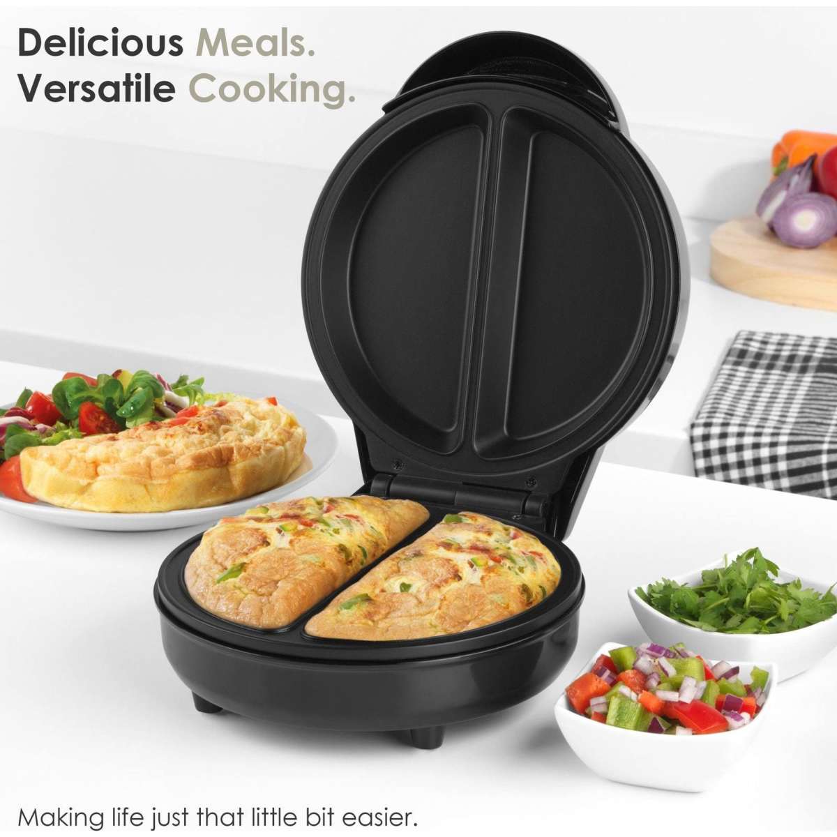 Salter Non-Stick Dual Omelette Maker, 750 W, Dual Cooking Chambers ...