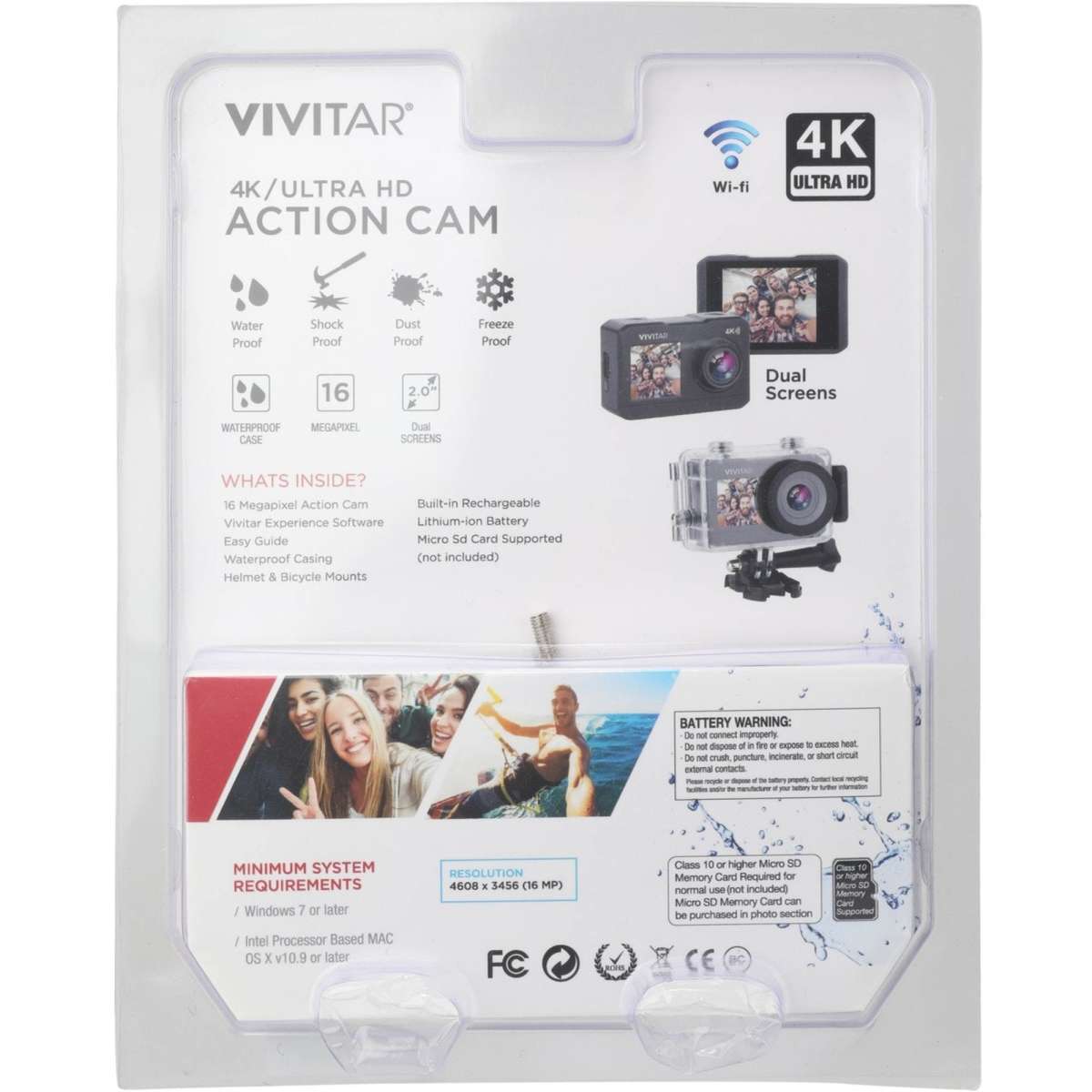 Vivitar 4K Action Dual Screen Camera Black (DVR922HDBLK) Woolworths