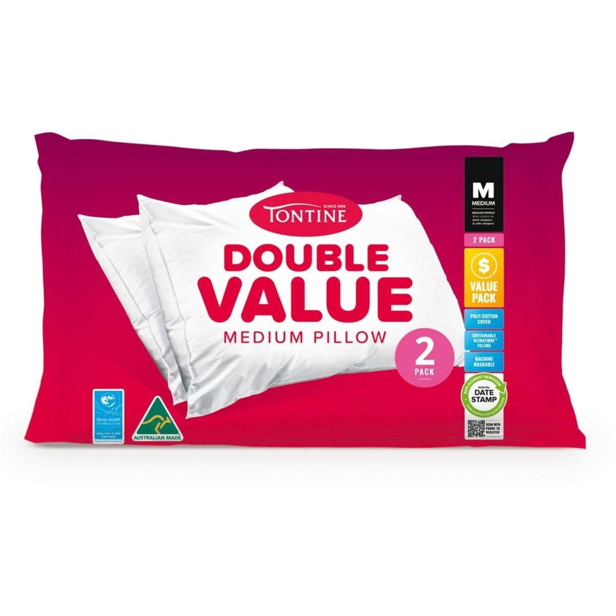 Tontine Double Value Medium Pillow 2 Pack Woolworths
