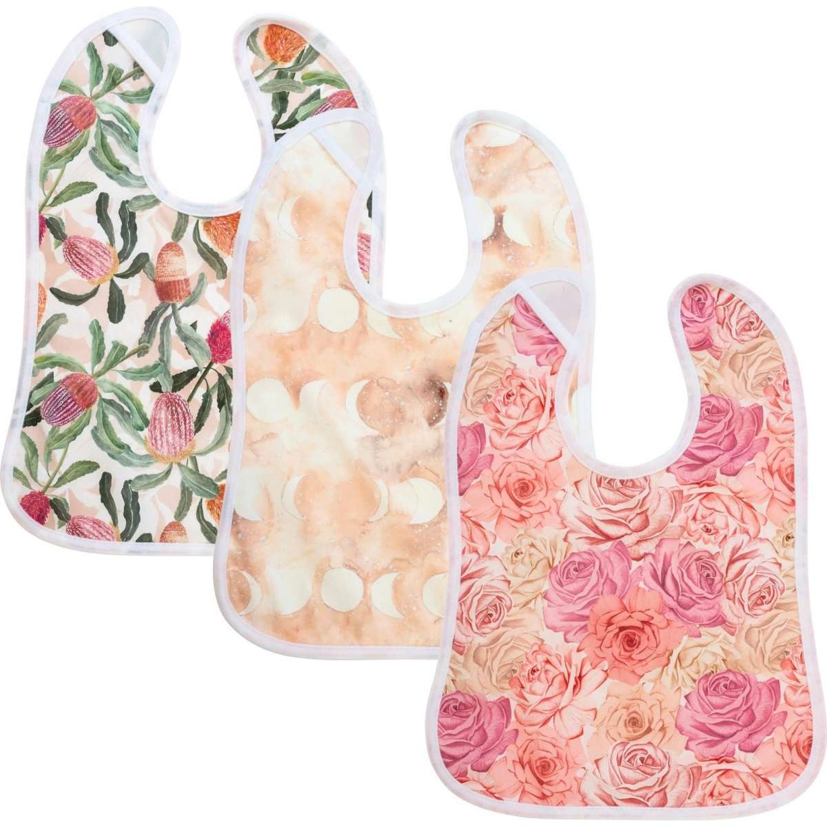 Designer Bums Baby Bib Blush 3 Pack | Woolworths