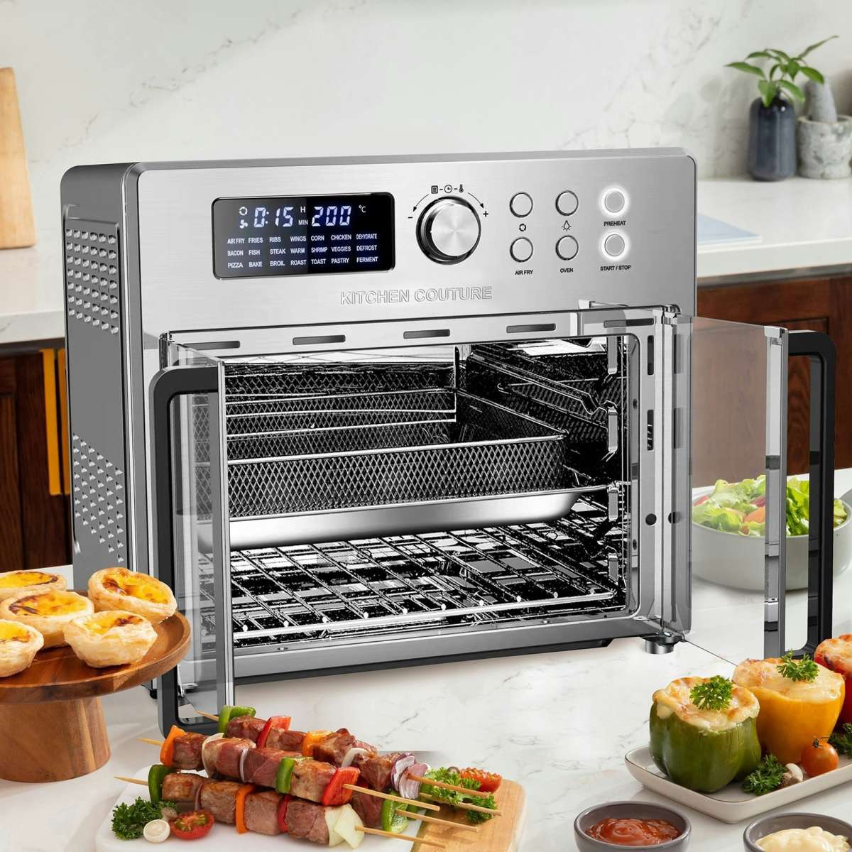 Kitchen Couture Air Fryer Oven French Door 25 LitreStainless Steel Woolworths