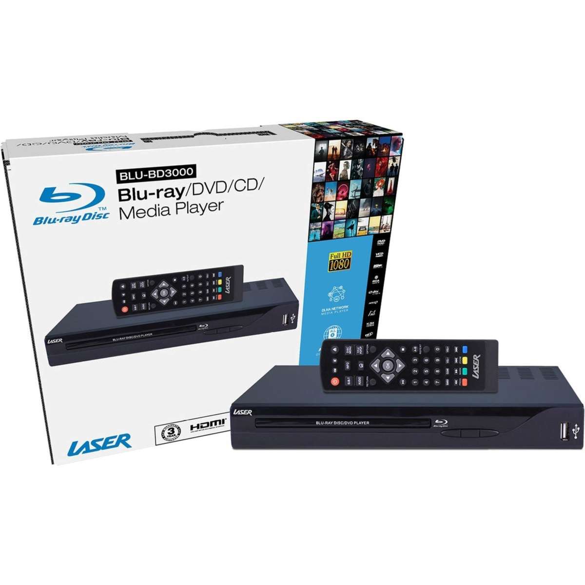 Laser Bluray Player Multi Region/HDMI (BLUBD3000) Woolworths