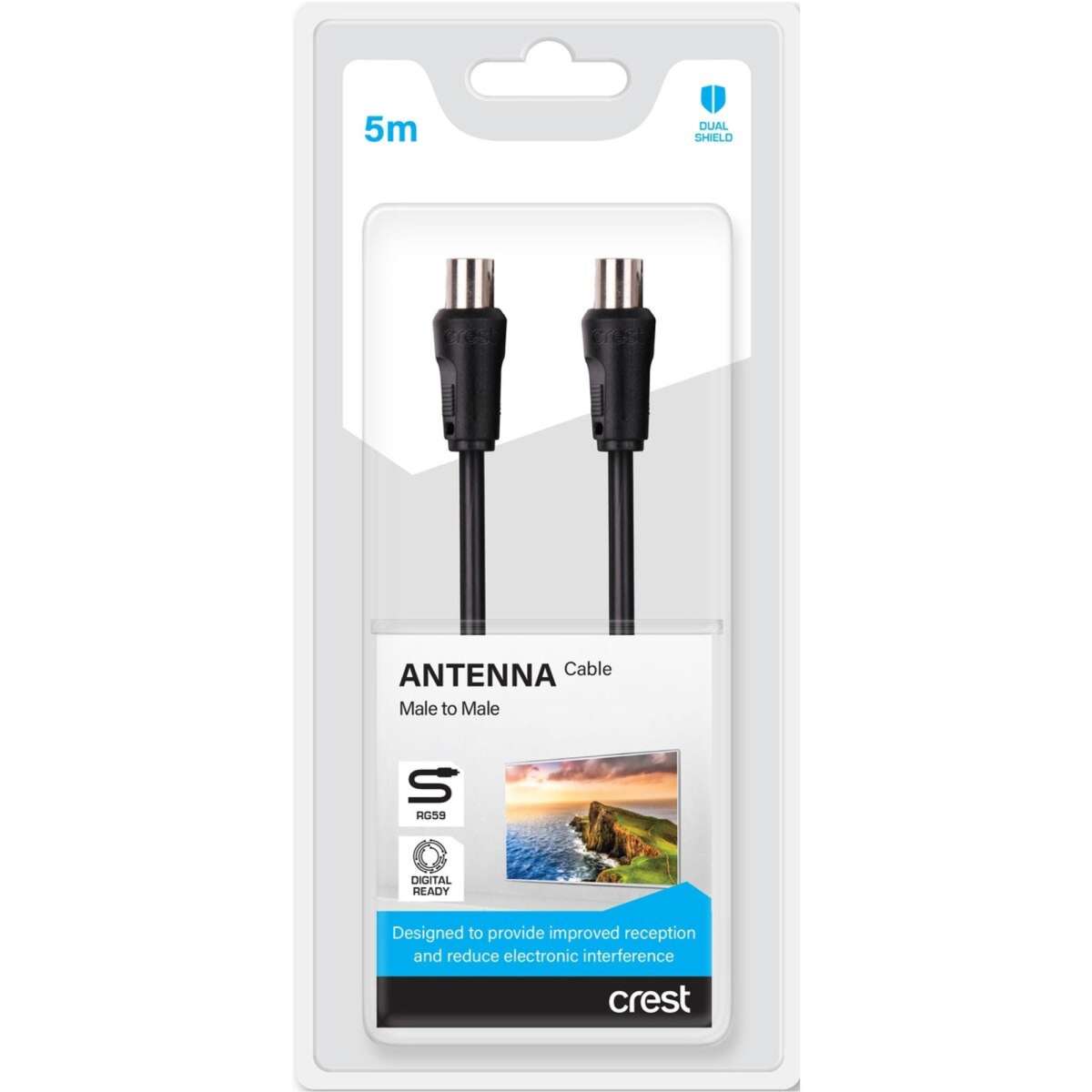 Crest Male to Male Antenna Cable 5m Woolworths