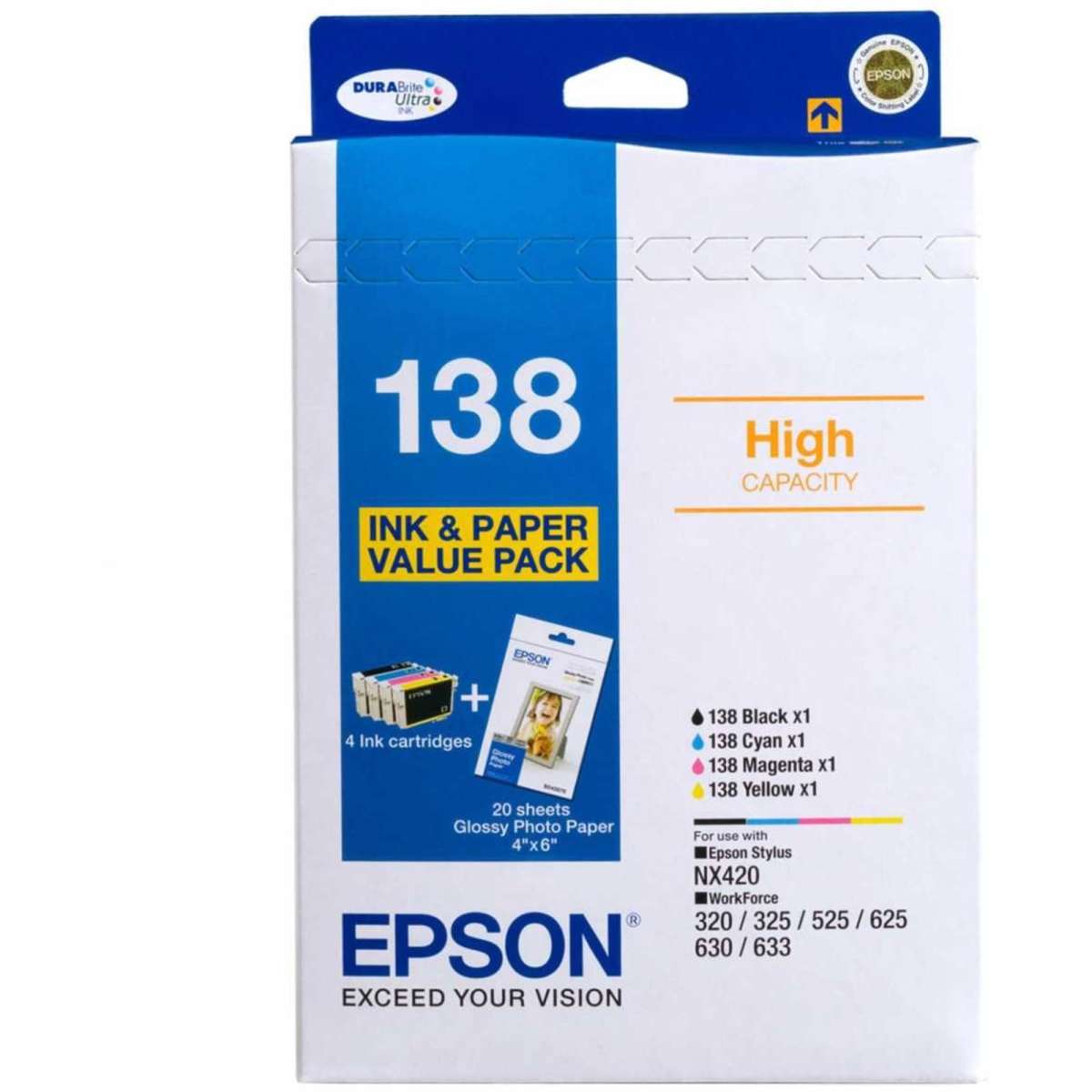 Epson 138 High Capacity Ink Cartridge Value Pack 6x4 Bundle Woolworths