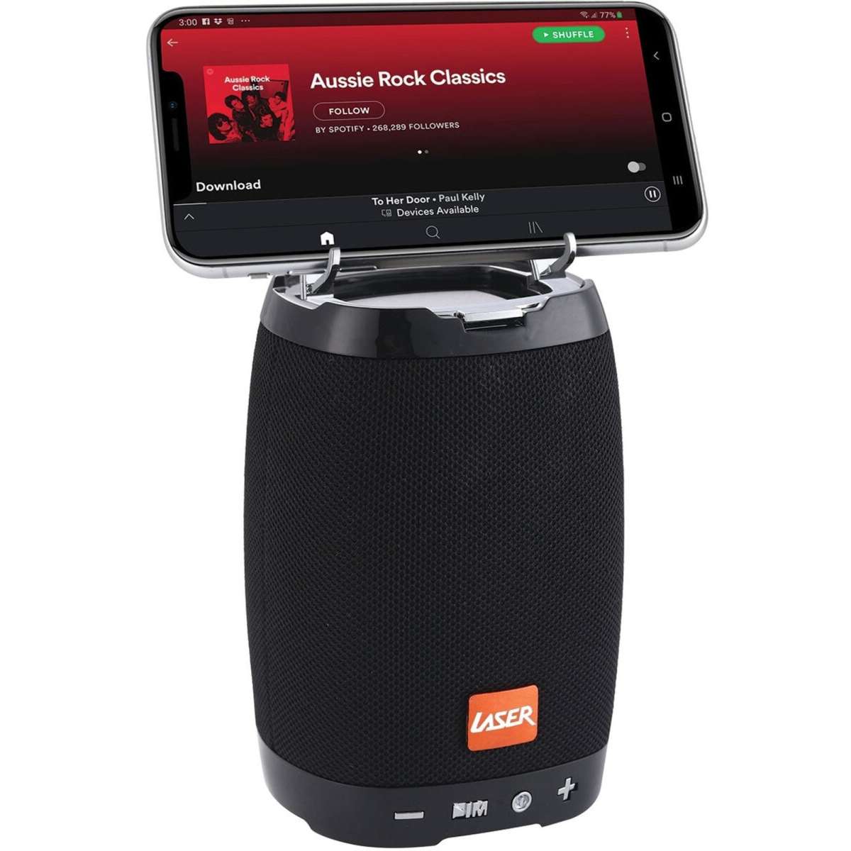 Laser Bluetooth Speaker with Phone Holder Black Woolworths