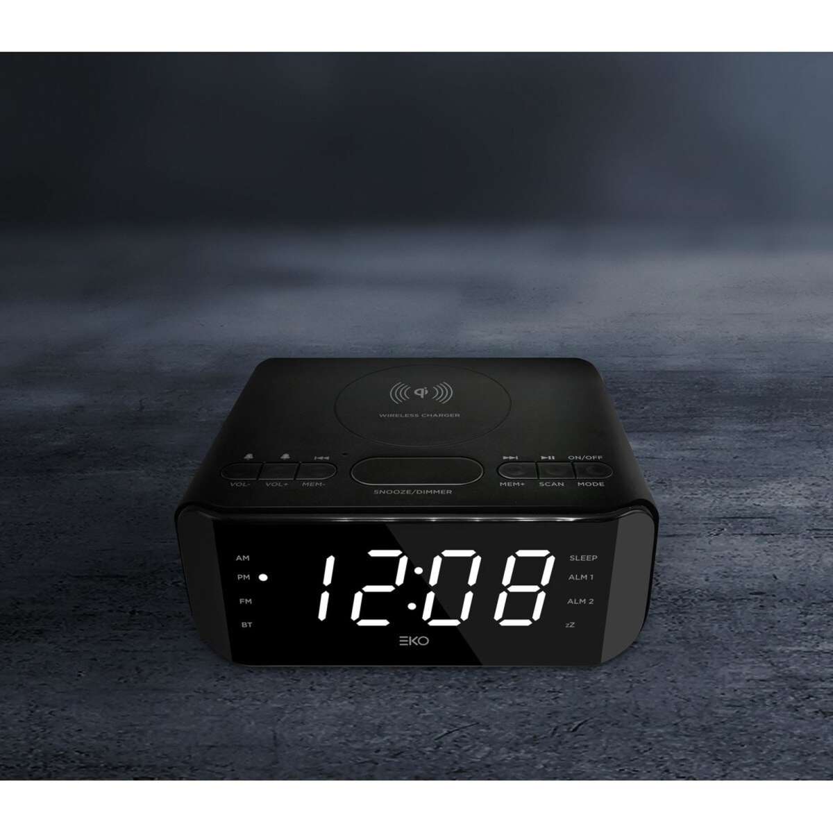 EKO FM/Bluetooth Alarm Clock Radio with Wireless Charging Woolworths