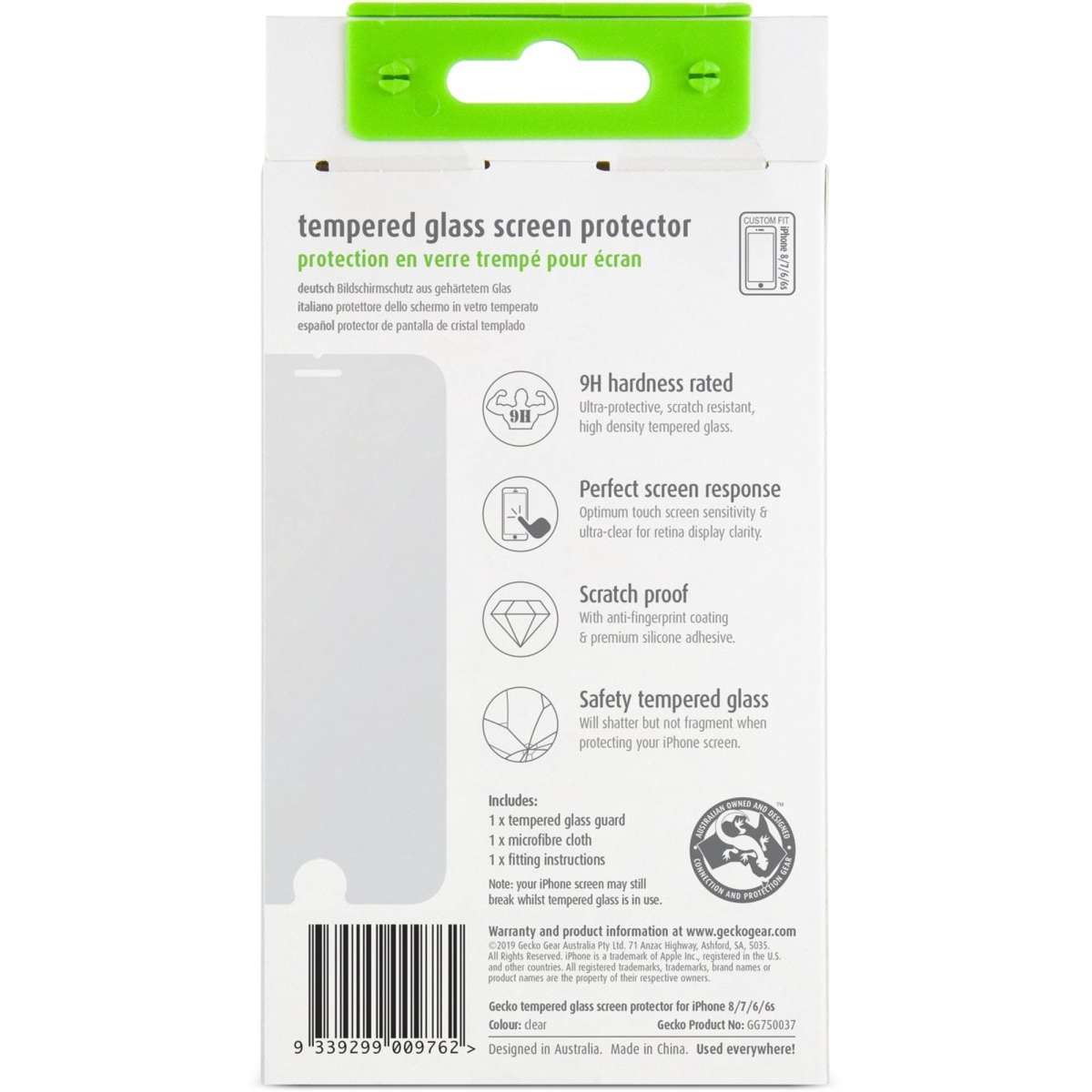 Gecko Tempered Glass Screen Protector for iPhone 8/7/6/6s (GG750037