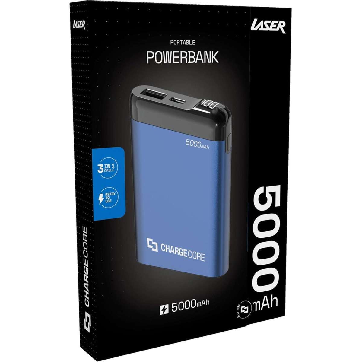 Laser 5000mAh Charge Core Power Bank Blue Woolworths