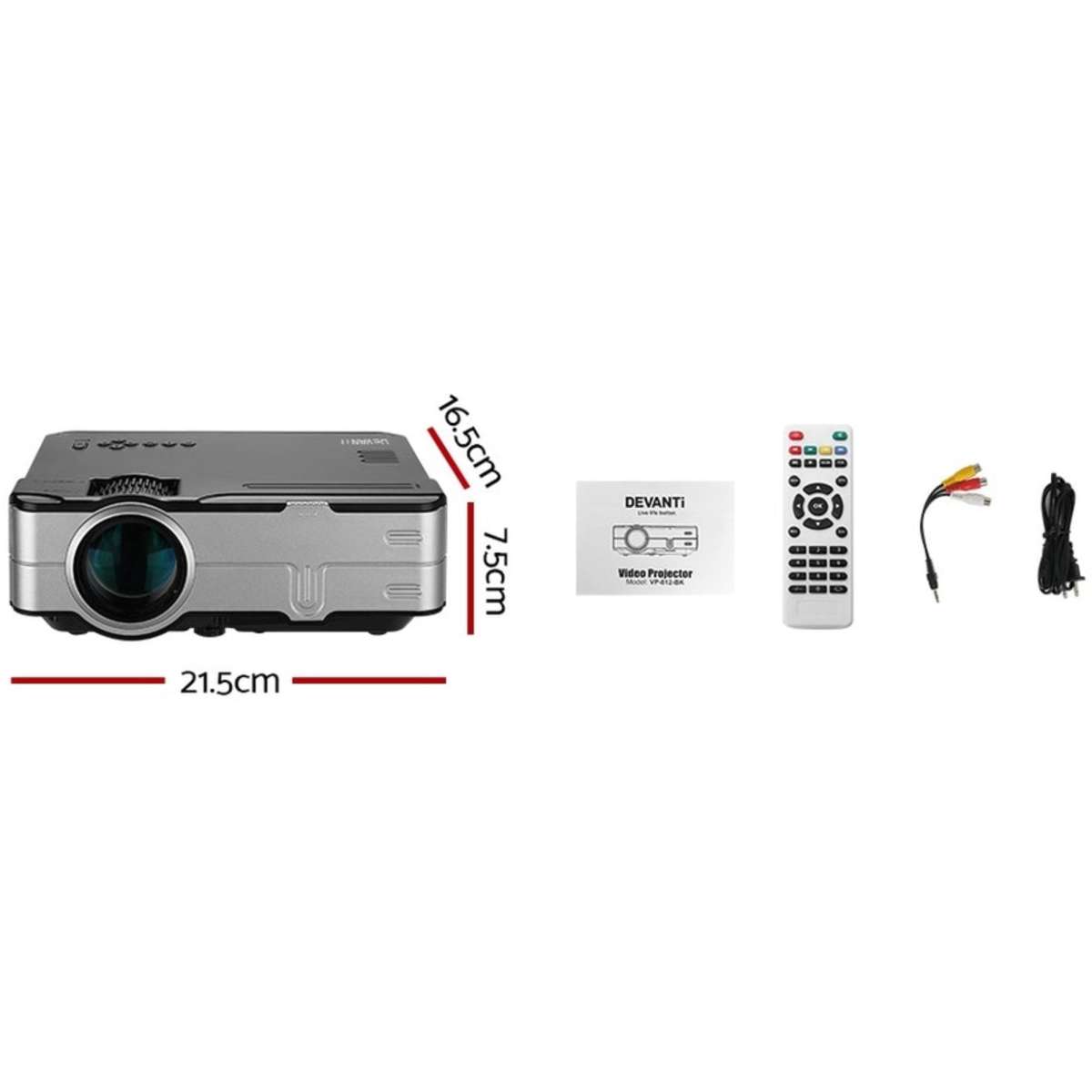 Devanti Mini Video Projector Portable HD 1080P 1200 Lumens Home Theater USB VGA Woolworths