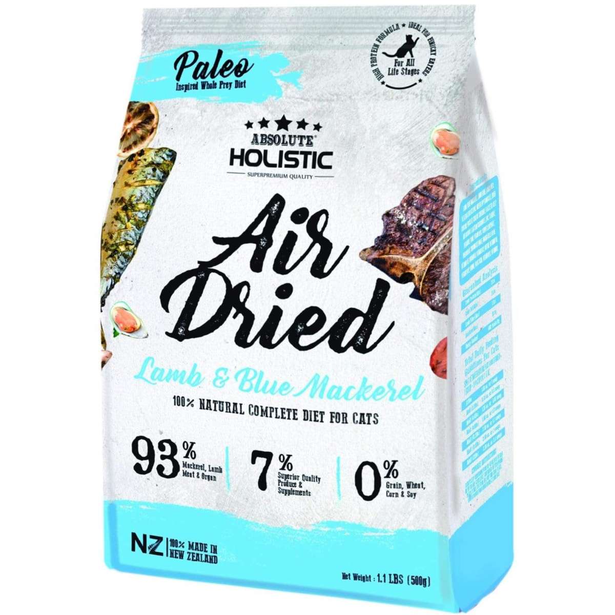 Absolute Holistic Air Dried Cat Food Blue Mackerel & Lamb 500gr 500g Woolworths