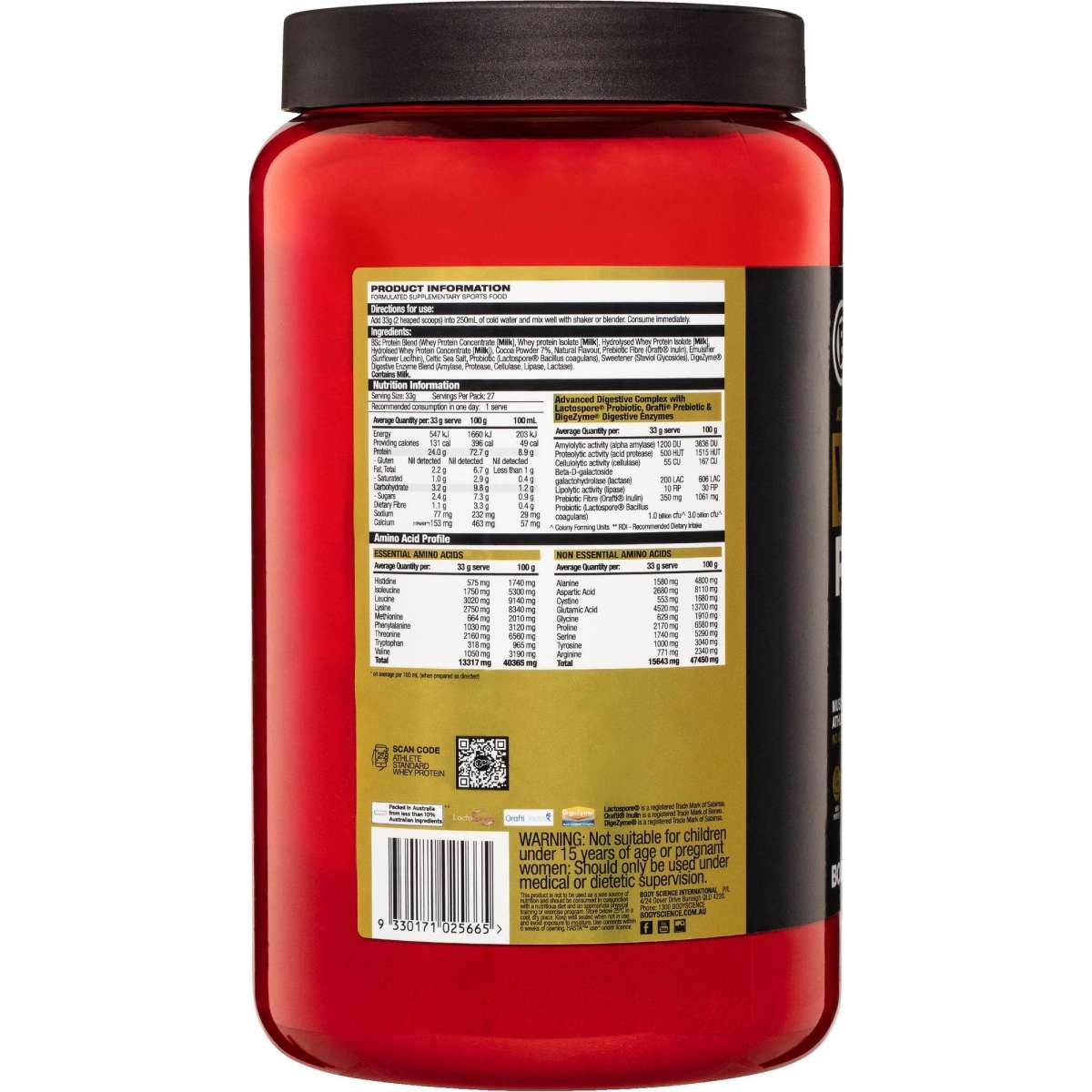 BSc Body Science Athlete Standard Whey Protein Chocolate 900g Woolworths