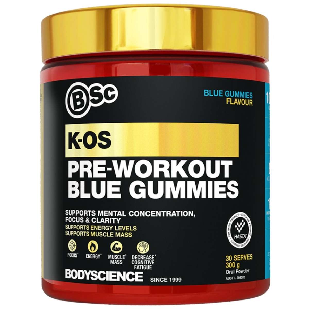 BSc Body Science KOS PreWorkout Blue Gummies 300g Woolworths