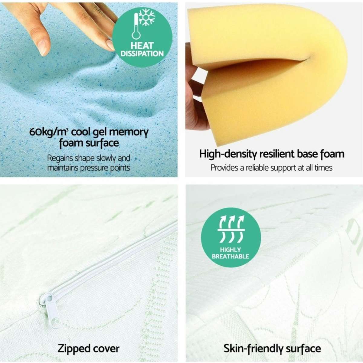 Giselle Bedding Wedge Pillow Memory Foam Cushion Back Support Bamboo Pillows Woolworths