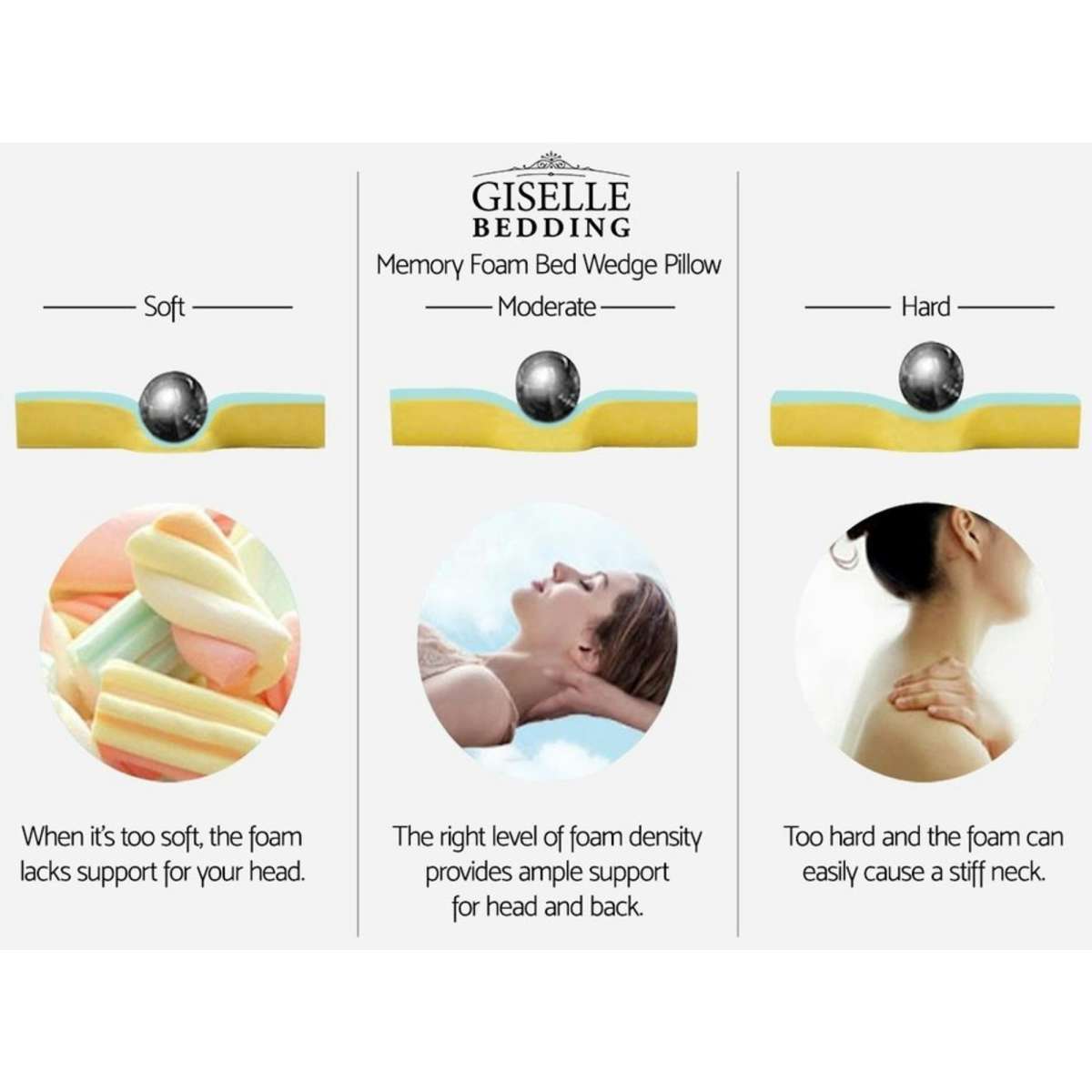 Giselle Bedding Wedge Pillow Memory Foam Cushion Back Support Bamboo Pillows Woolworths