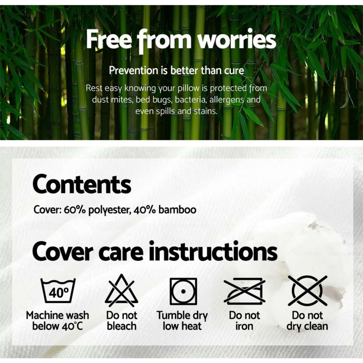 Giselle Bedding Memory Foam Pillow Bamboo Twin Pack Woolworths