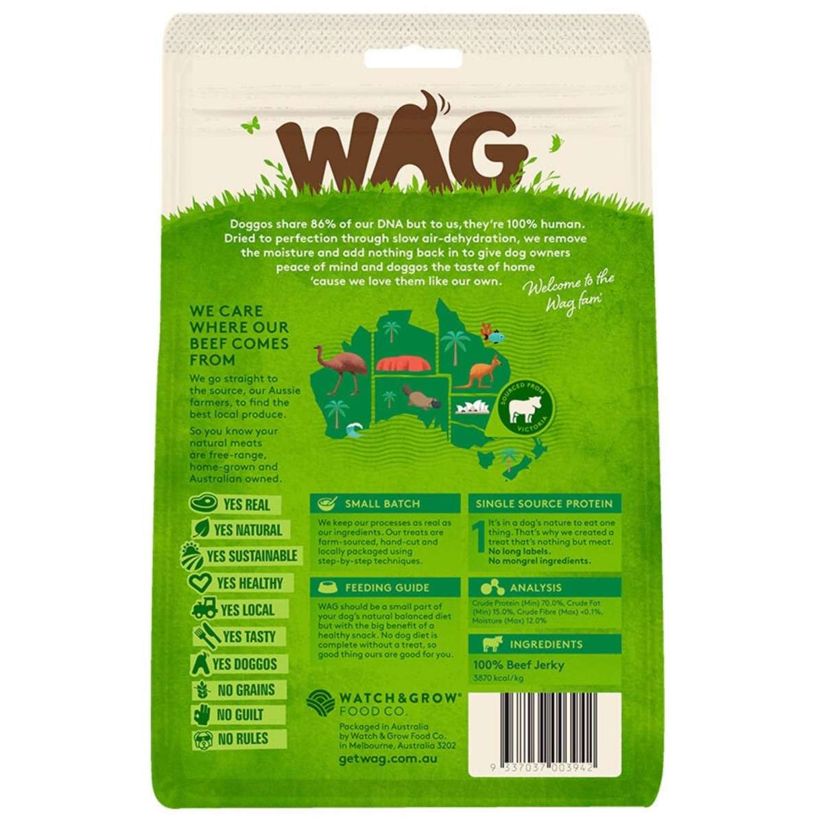 Wag Dog Treat Beef Jerky 200g Woolworths