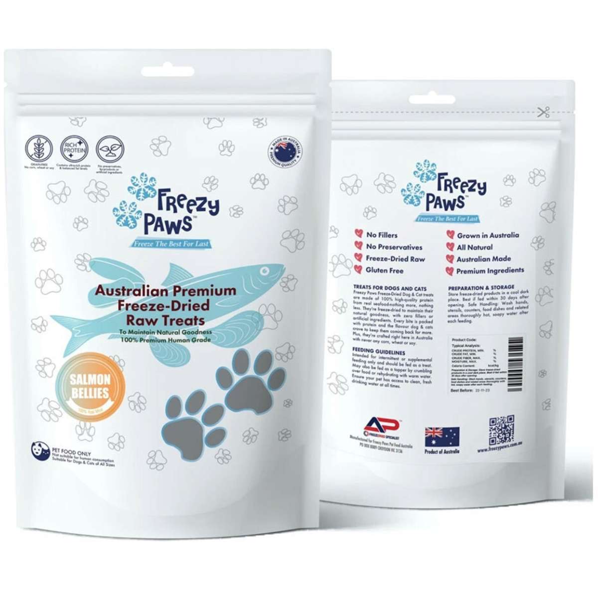 Freezy Paws Premium Freeze Dried Raw Treats Salmon Bellies 100g