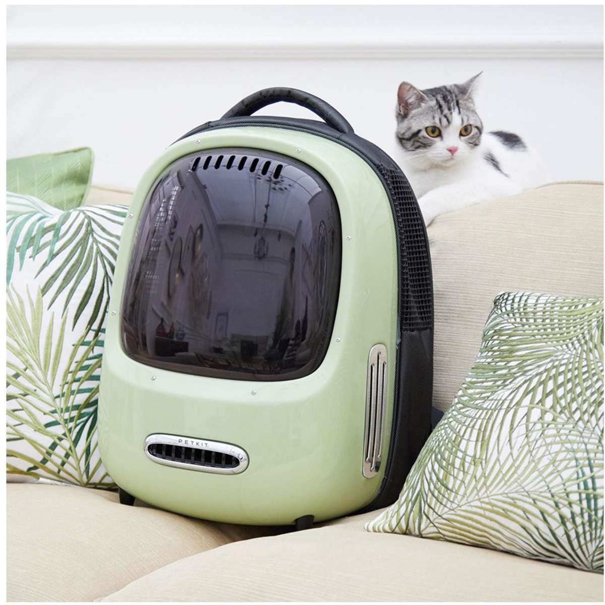 Petkit Breezy Smart Cat Carrier Backpack Green Woolworths