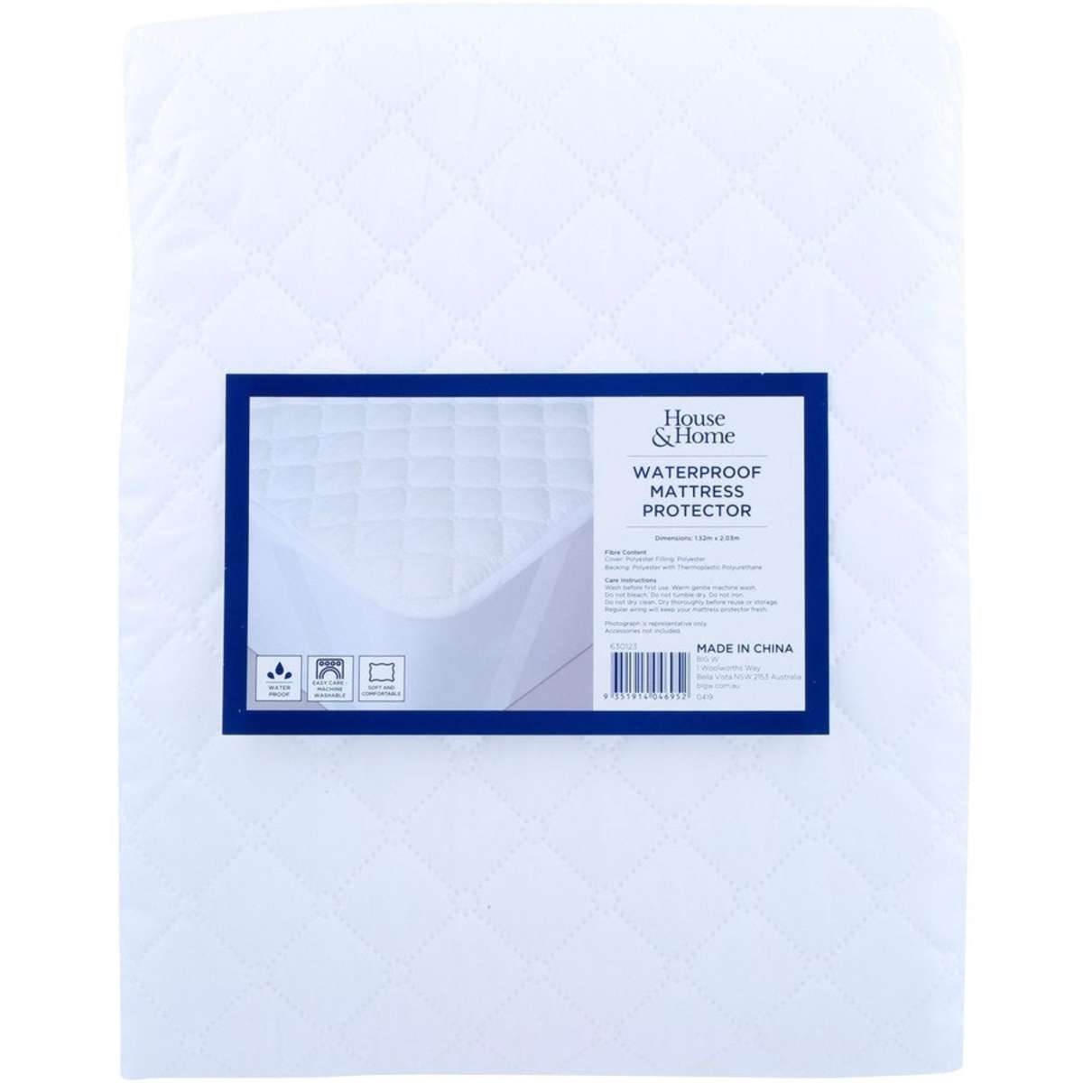 House & Home Pinsonic Mattress Protector Queen Bed Waterproof Woolworths
