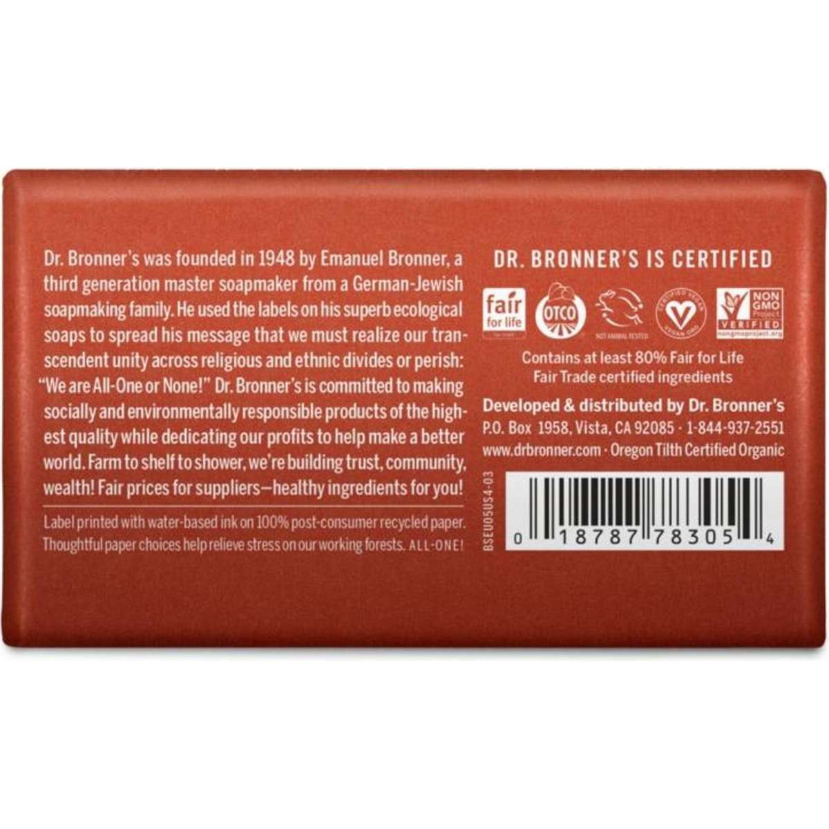 Dr Bronner's Eucalyptus Soap Bar 140g Woolworths