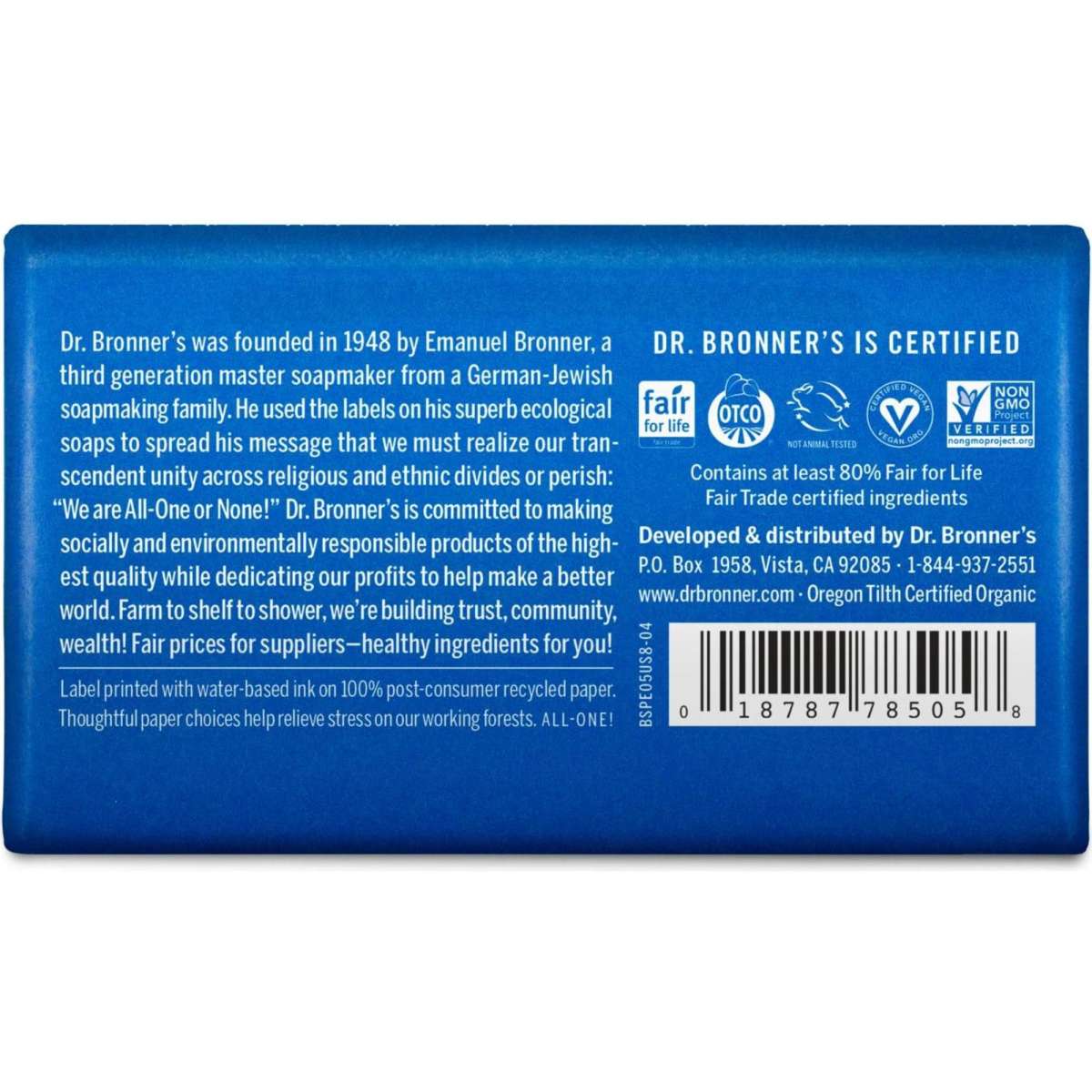 Dr Bronner's Peppermint Soap Bar 140g Woolworths