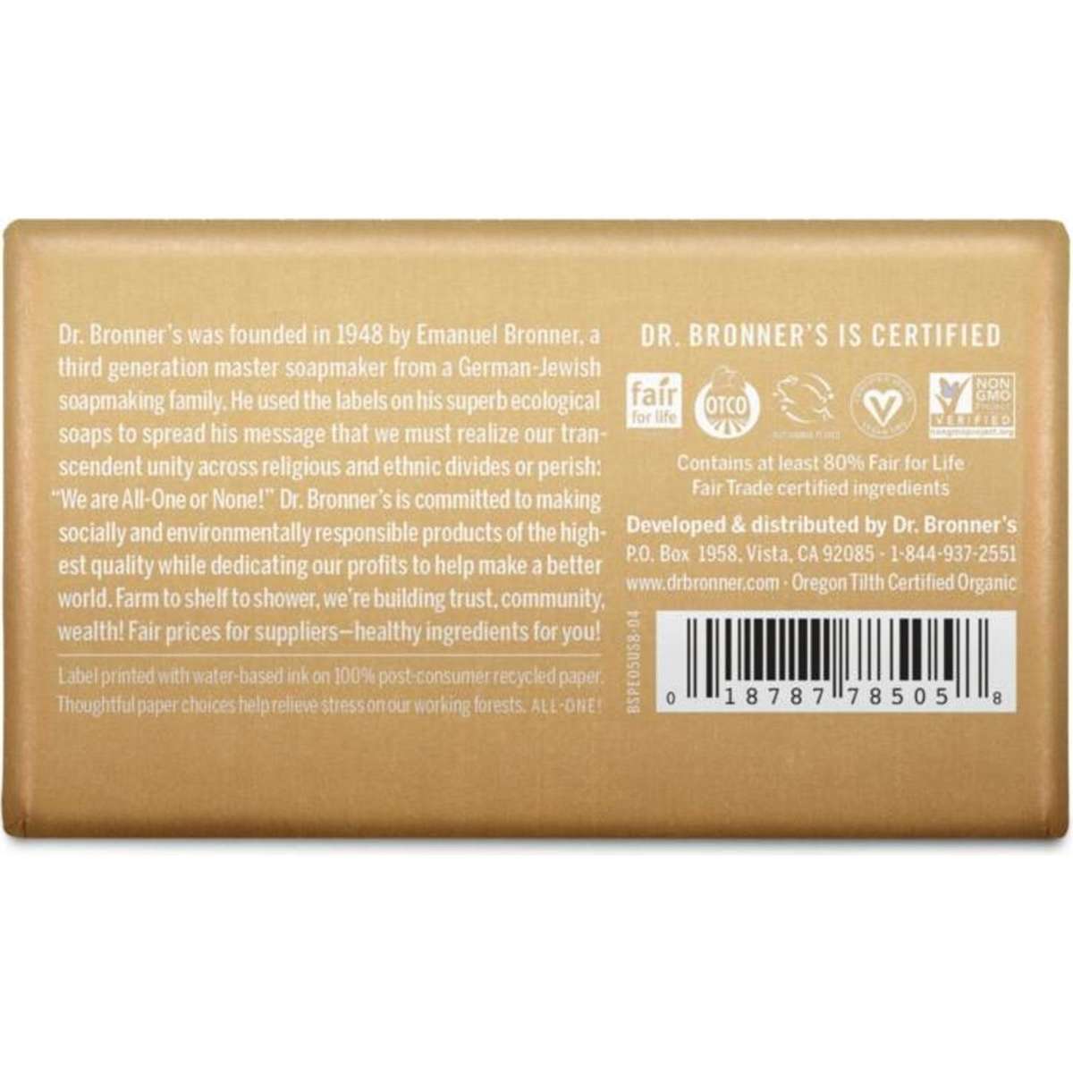 Dr Bronner's Sandalwood Jasmine Soap Bar 140g Woolworths