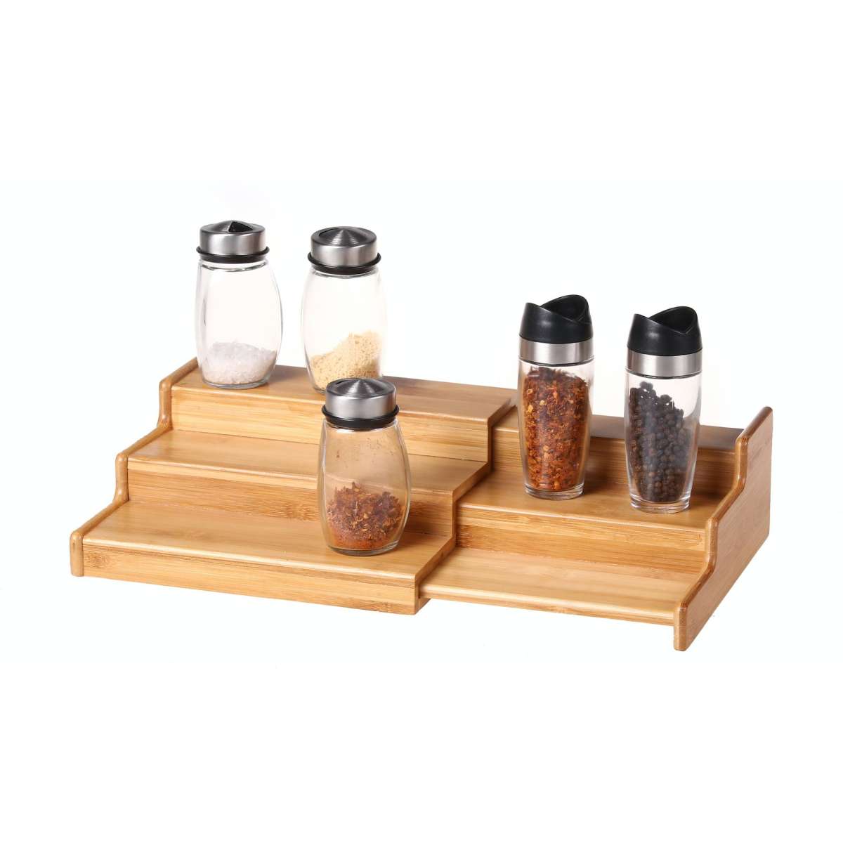 Gourmet Kitchen 3 Tier Expandable Spice Rack Natural Brown - 23x21x8 ...