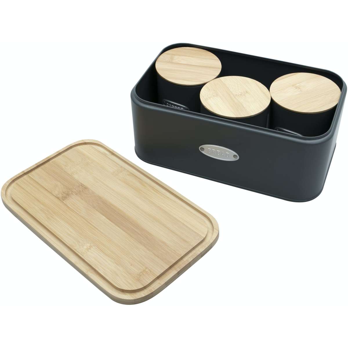 Sherwood Home Bread Box and Canister Set with Natural Bamboo Lids