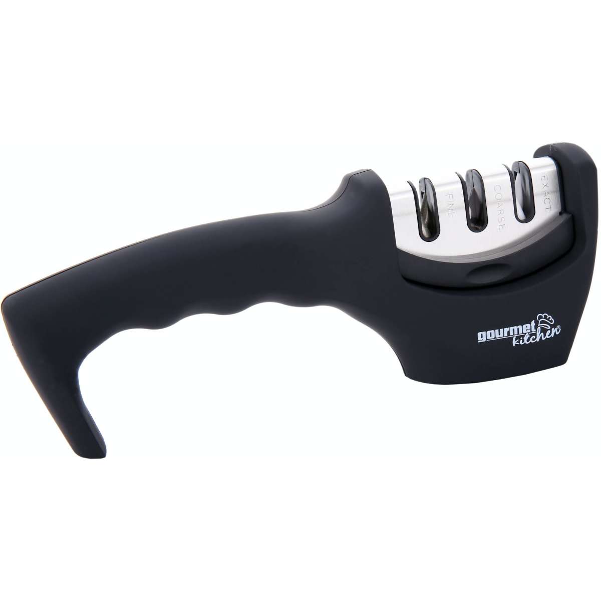 Gourmet Kitchen 3 Setting Handle Knife Sharpener Black and Silver
