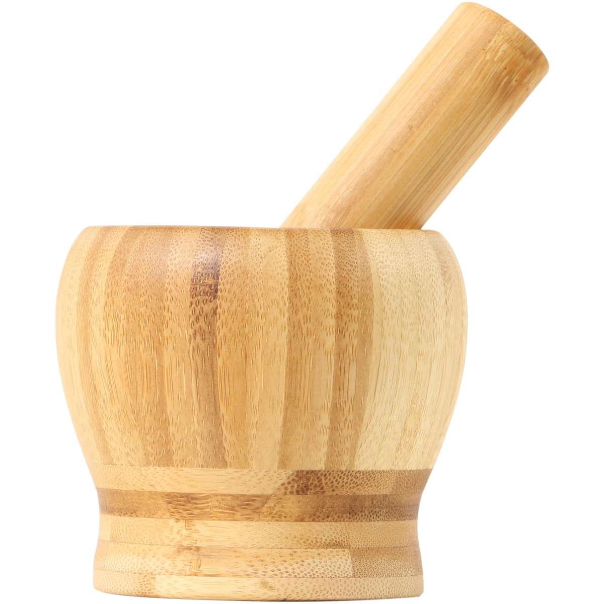 Gourmet Kitchen Natural Bamboo Mortar and Pestle Natural 10x10x8