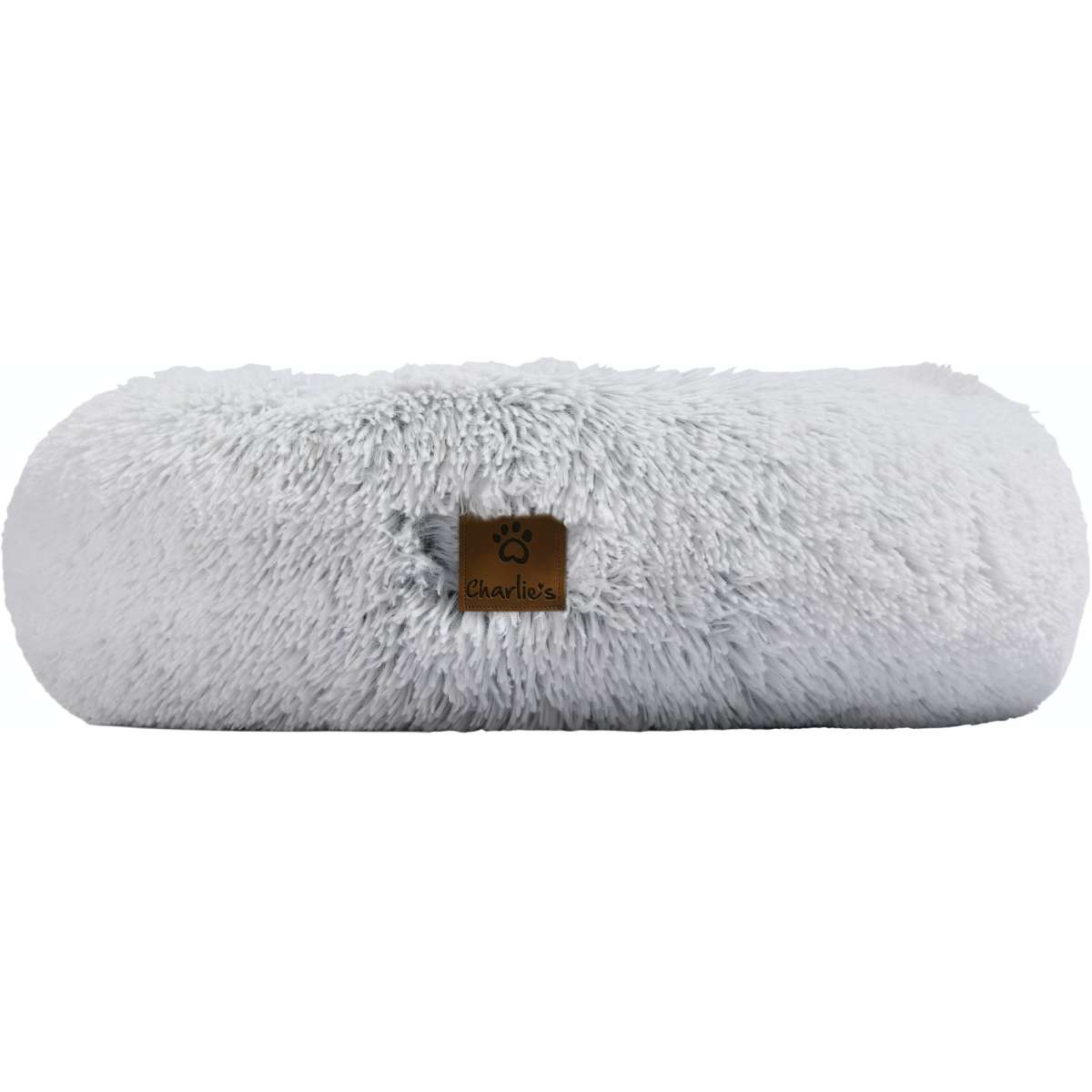 Charlie's Shaggy Faux Fur Round Calming Dog Bed Arctic White Small ...