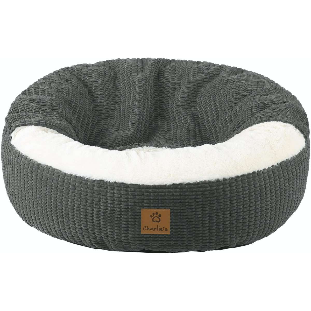 Charlie's Snookie Hooded Calming Dog Bed Charcoal Medium Woolworths
