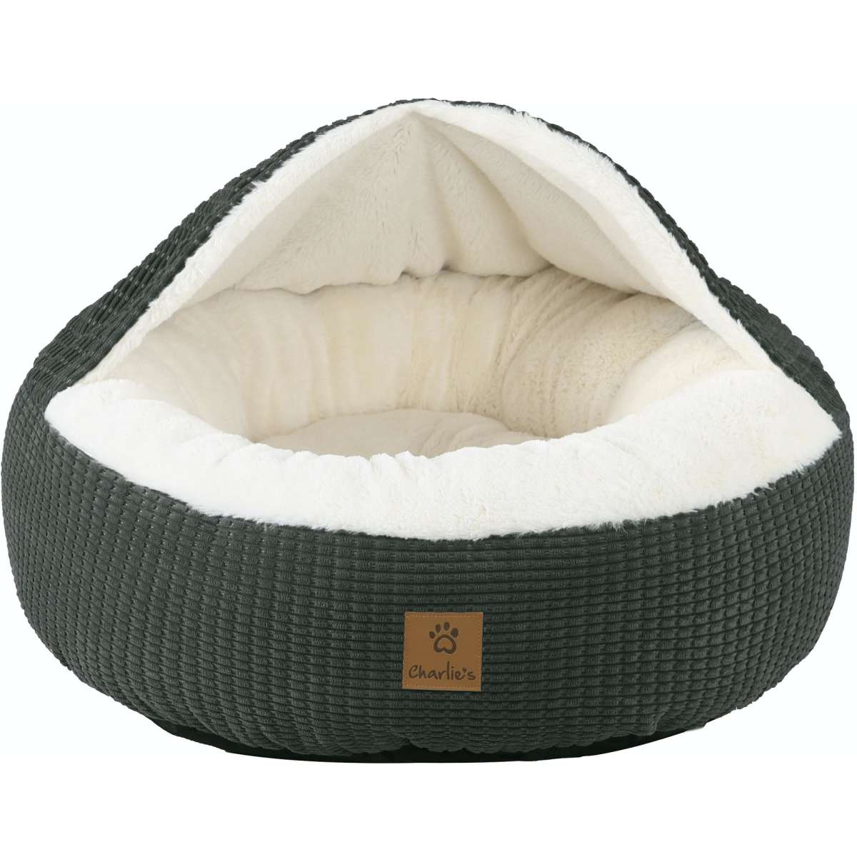 Charlie's Snookie Hooded Calming Dog Bed Charcoal Medium Woolworths