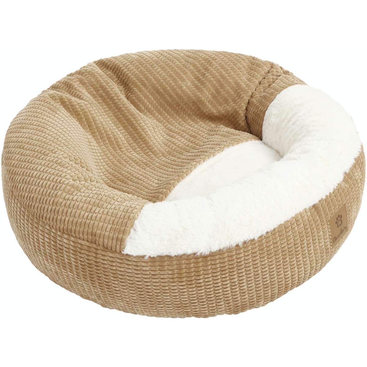 Charlie's Snookie Hooded Calming Dog Bed Iced Coffee Brown Small