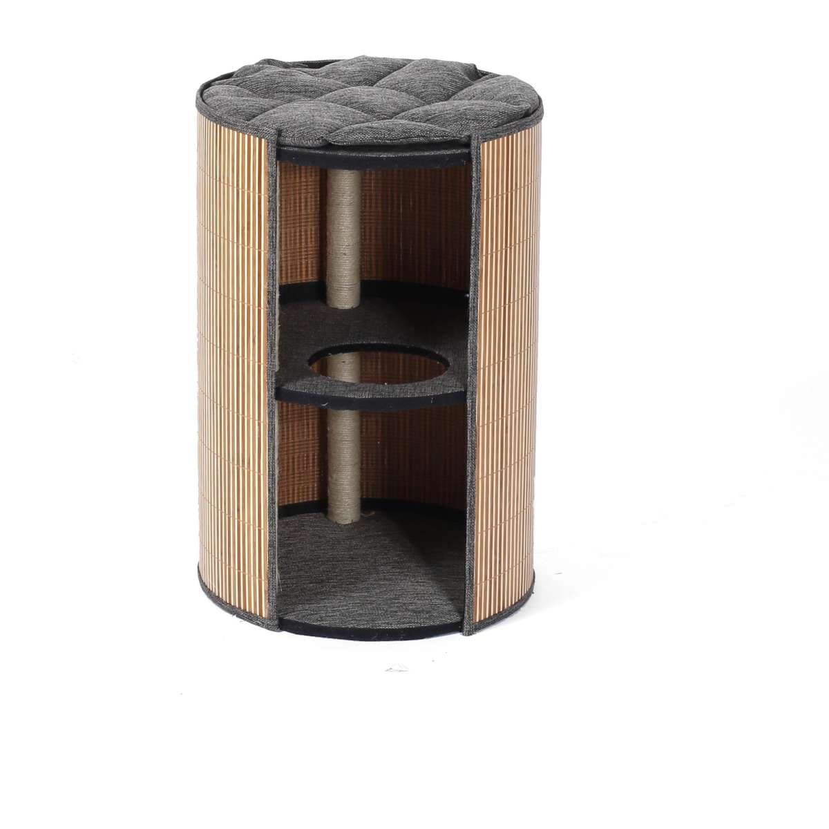 Charlie's Deluxe Bamboo Detachable Cat Barrel Scratcher Small Two Level