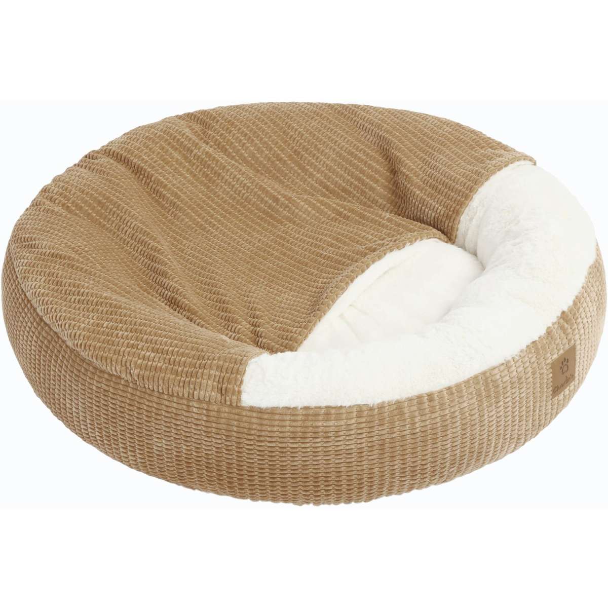 Charlie's Snookie Hooded Calming Dog Bed Iced Coffee Brown Medium