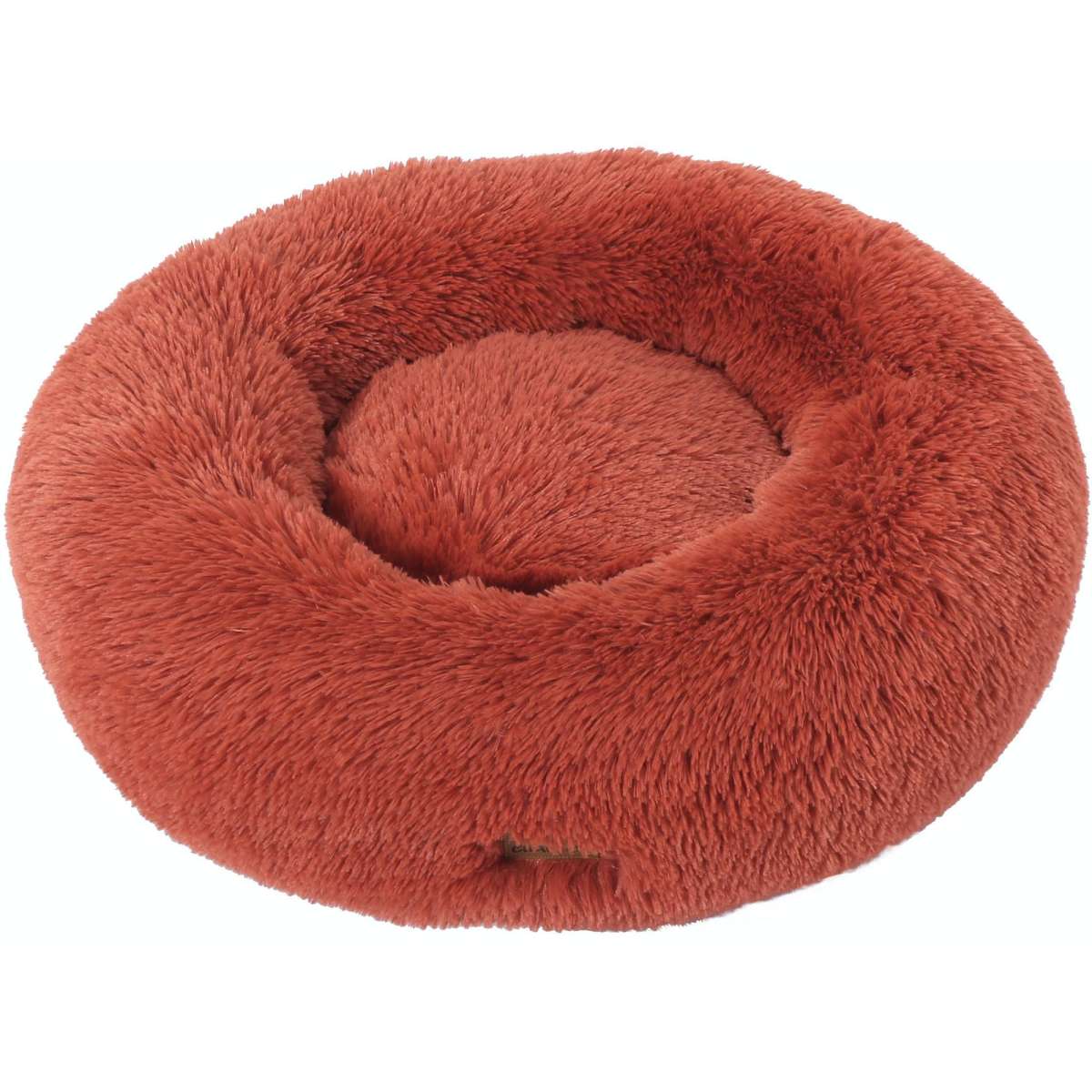 Charlie's Shaggy Faux Fur Round Calming Dog Bed Terracotta Large ...