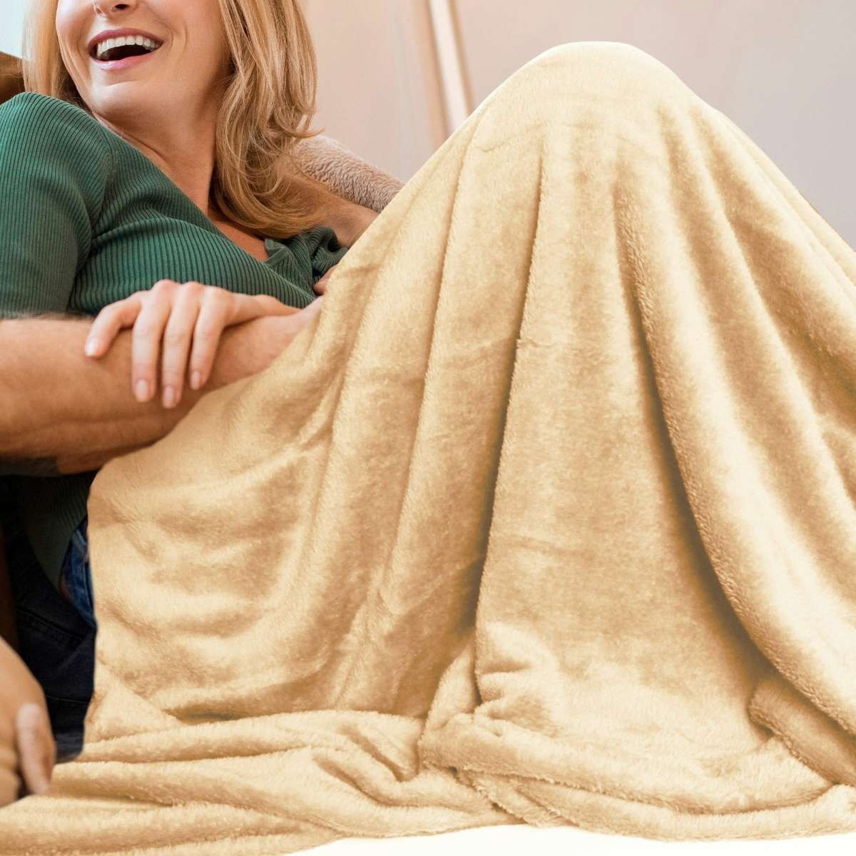 Royal Comfort Plush Blanket Faux Mink Throw 220 x 240cm Camel 1EA