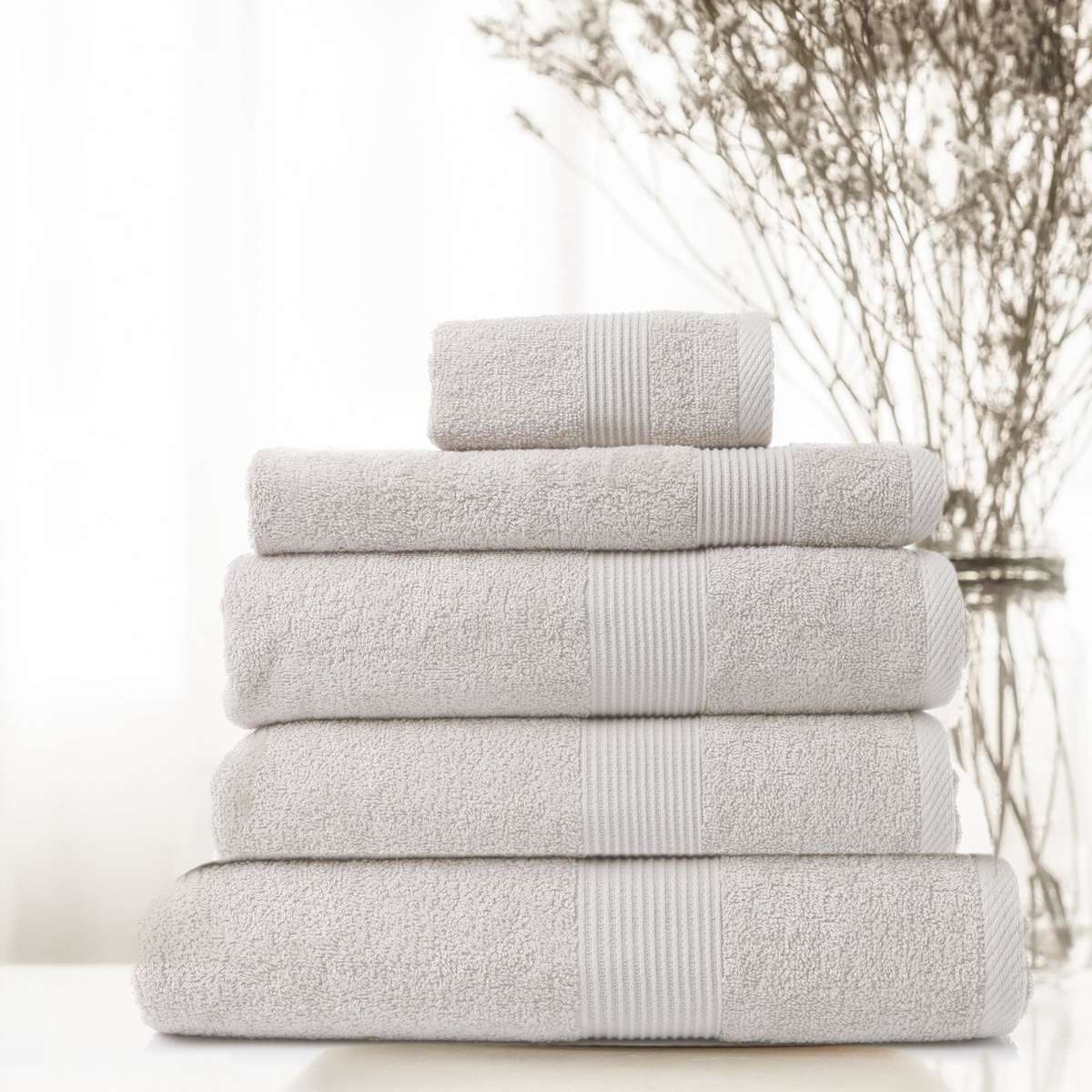 Royal Comfort 5 Piece Cotton Bamboo Towel Set 450GSM ||Sea Holly ...