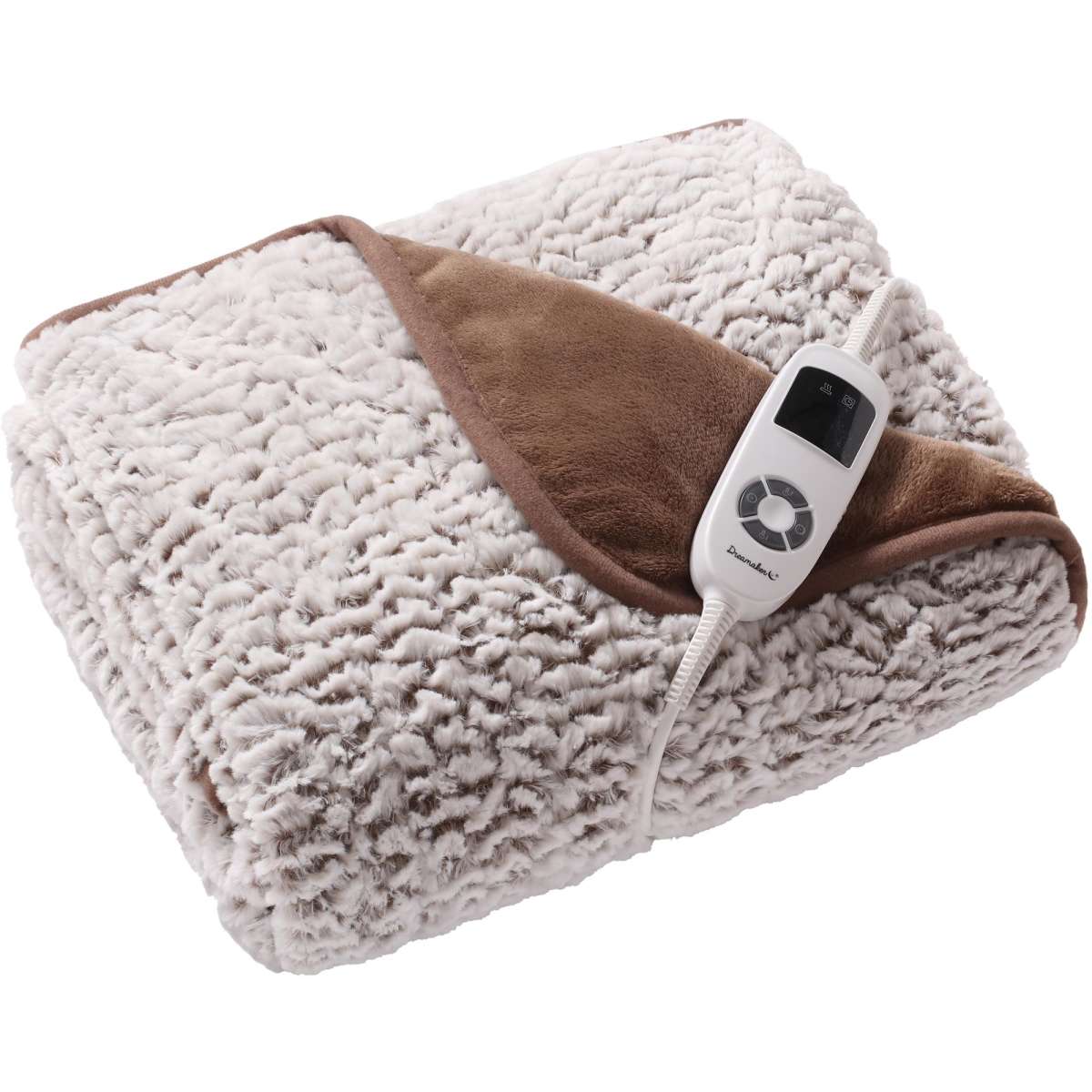 Dreamaker Faux Fur Heated Throw Stone White 160x120cm Woolworths