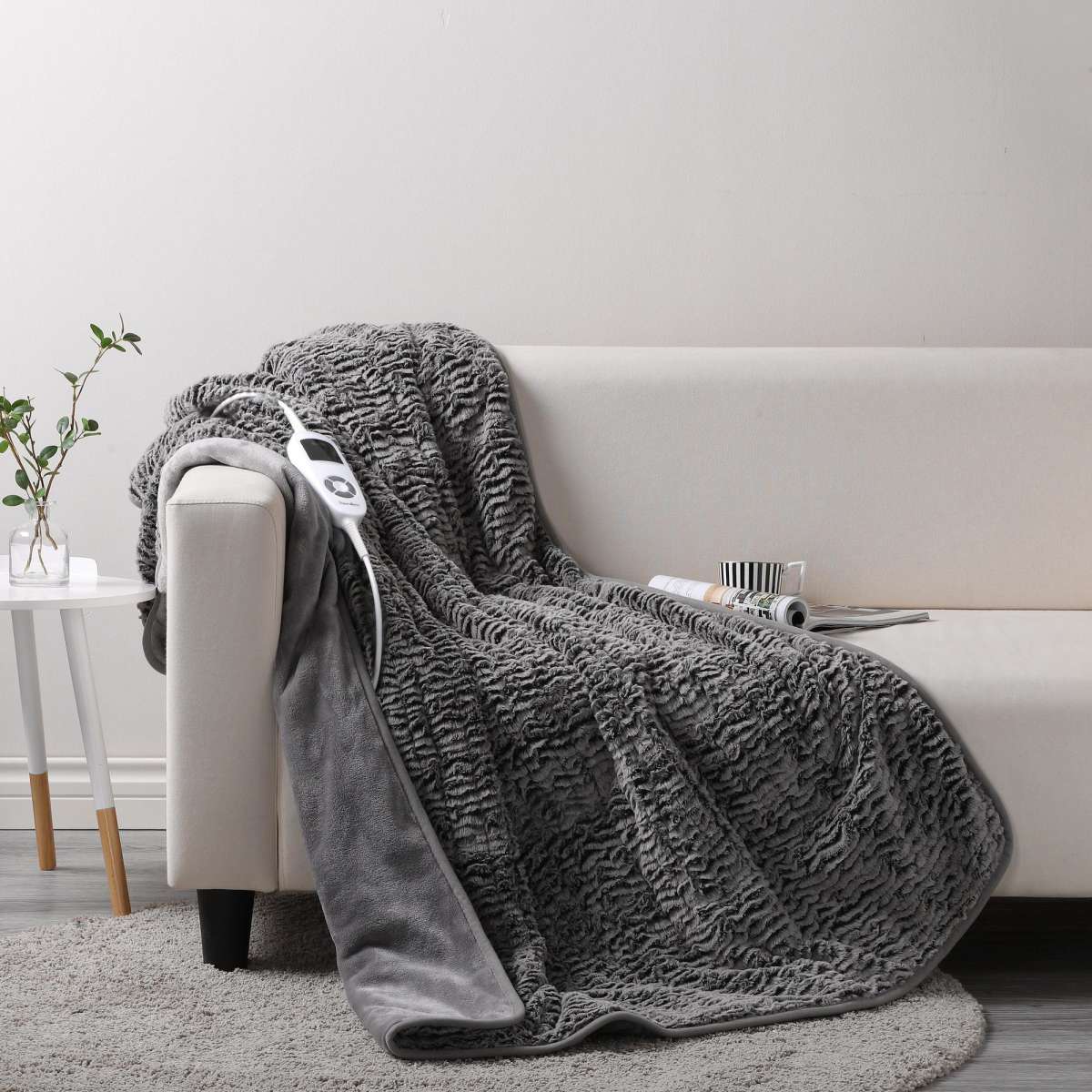 Dreamaker Premium Faux Chinchilla Fur Heated Throw Blanket 160 x 120cm Woolworths