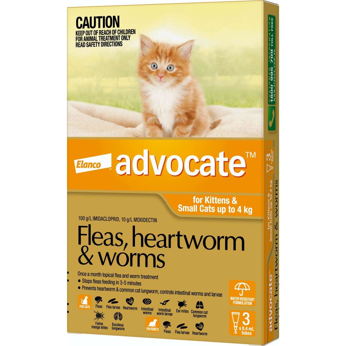 Advocate for Kittens & Small Cats up to 4kg Orange 3pk | Woolworths