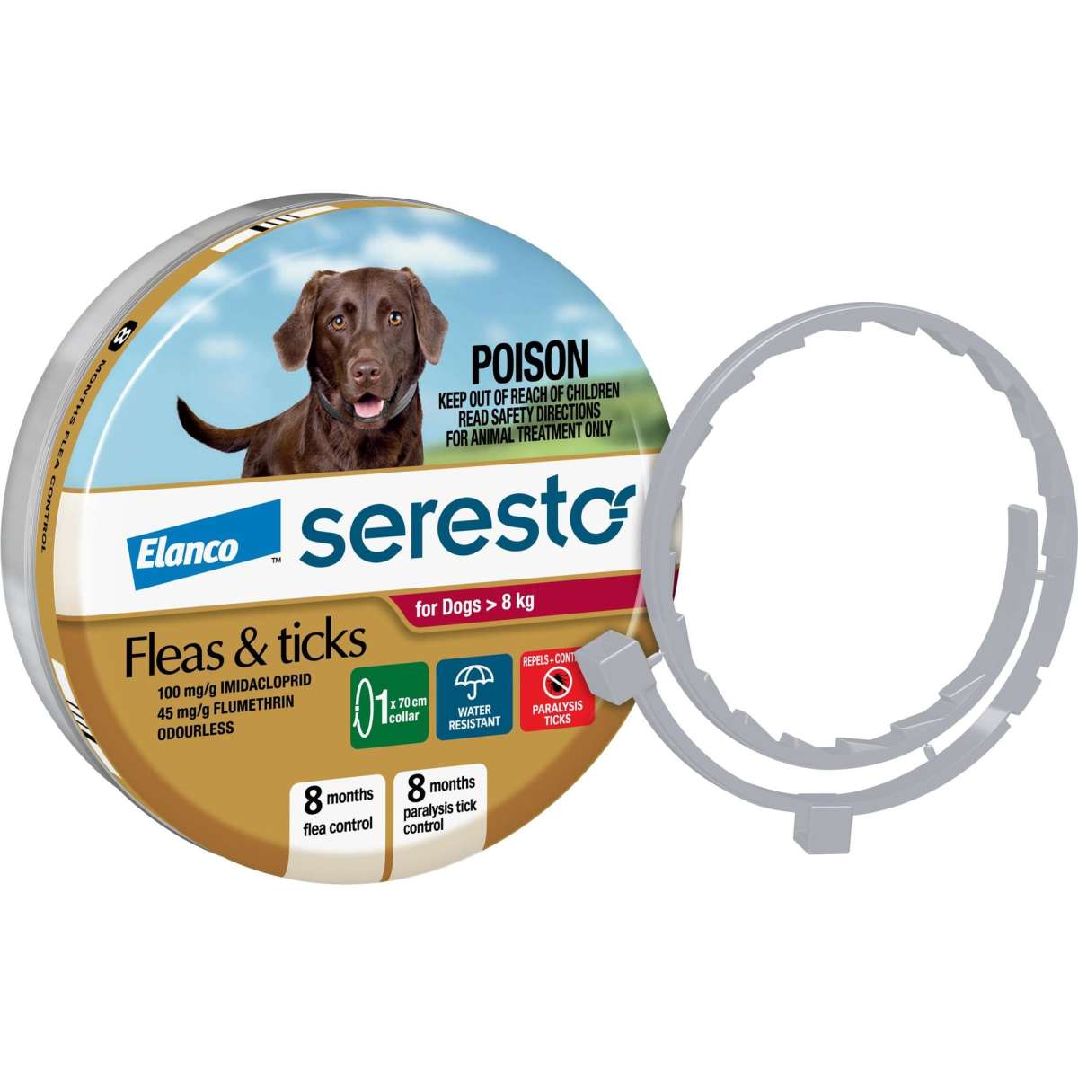 Seresto Fleas & Ticks Collar for Dogs over 8kg 1pk Woolworths