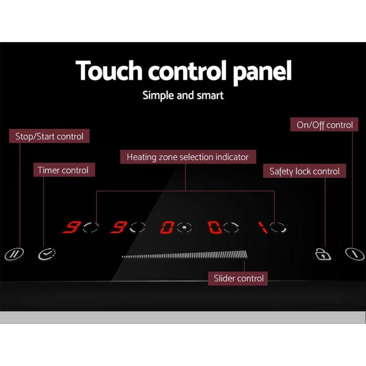Devanti Induction Cooktop 90cm Ceramic Glass 5 Stove Top Woolworths
