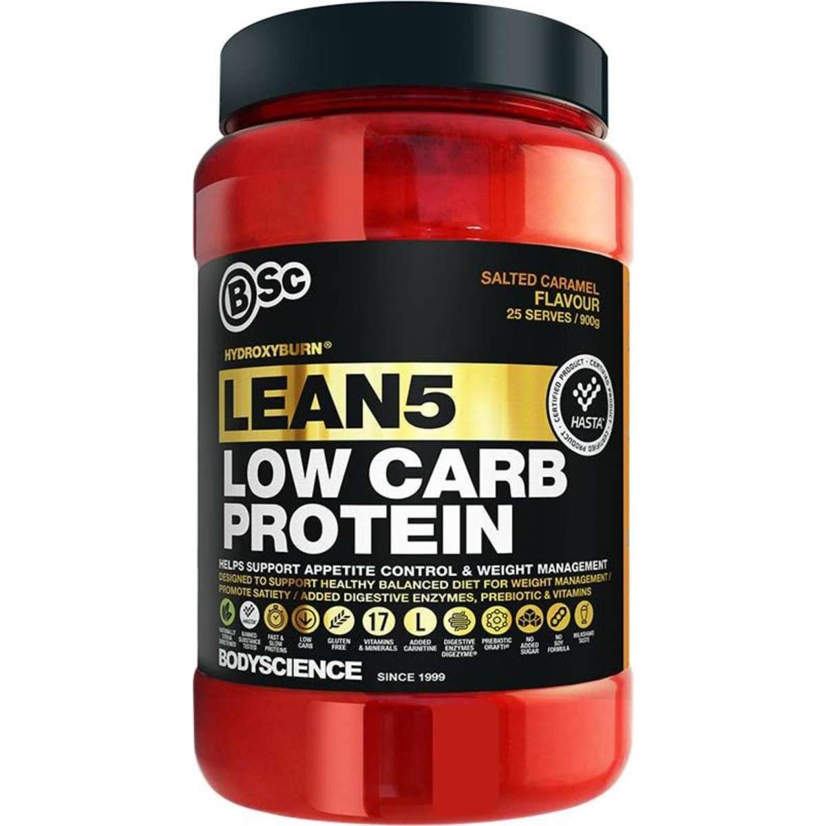 BSc Body Science HydroxyBurn Lean5 Low Carb Protein Salted Caramel 900g