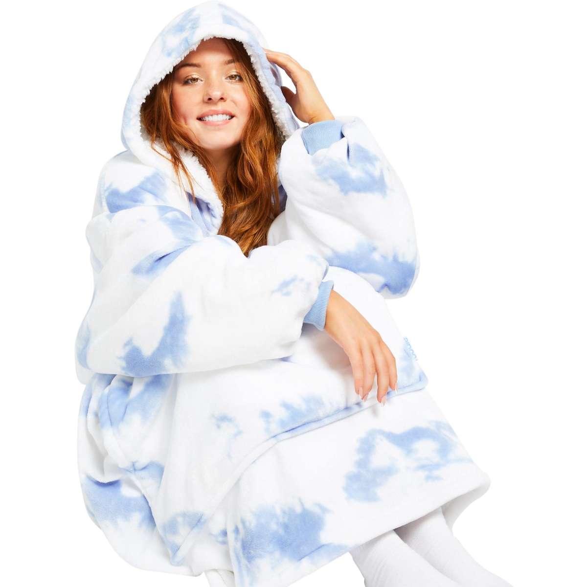 The Oodie Wearable Blanket Hoodie Blue TieDye Adult Size Woolworths