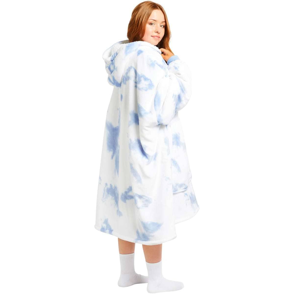 The Oodie Wearable Blanket Hoodie Blue TieDye Adult Size Woolworths